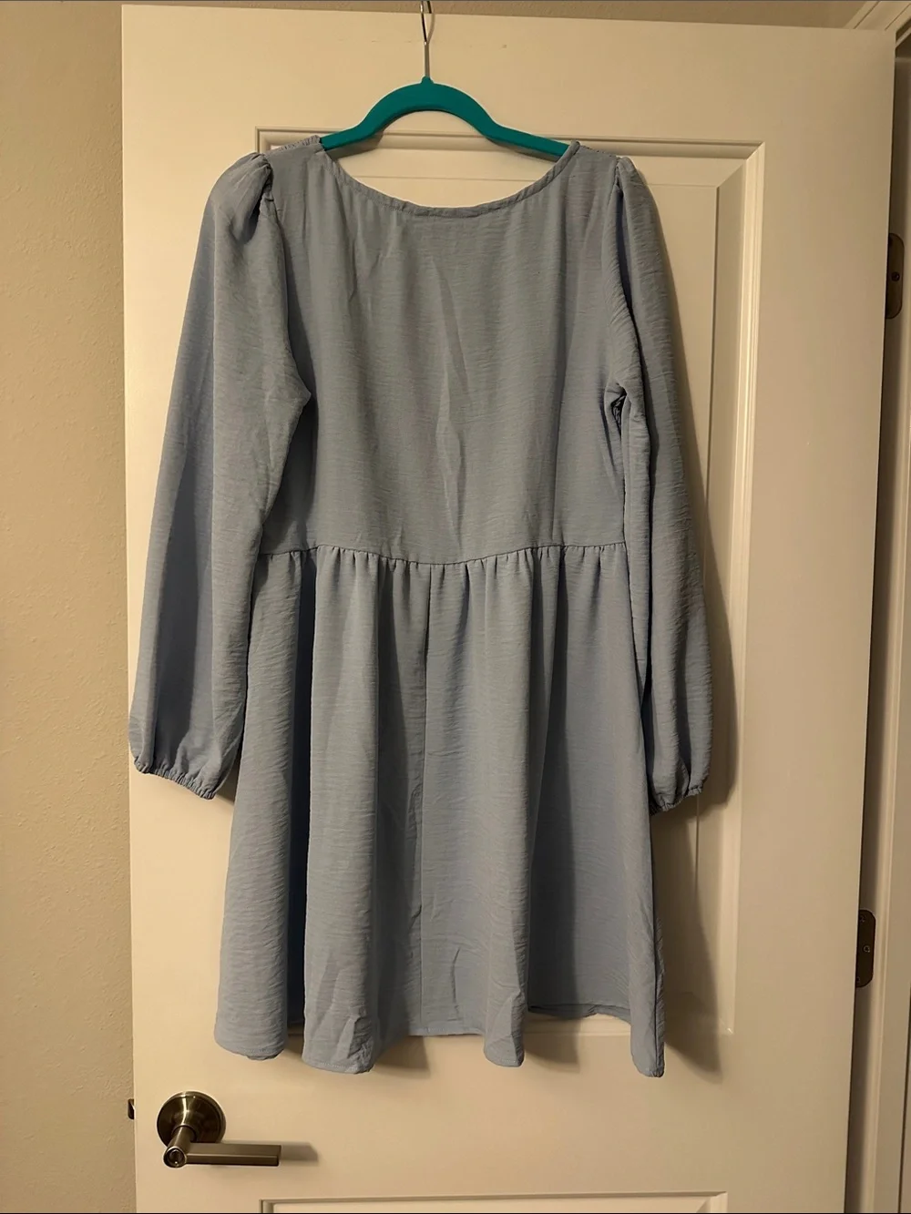 Light Blue Smocked Babydoll Tunic Dress